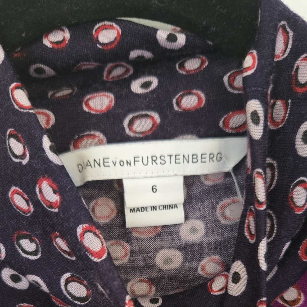 Diane Von Furstenberg Sebina Dress Size 6 Wool/Silk Pirouette Dot Amethyst - Picture 4 of 10